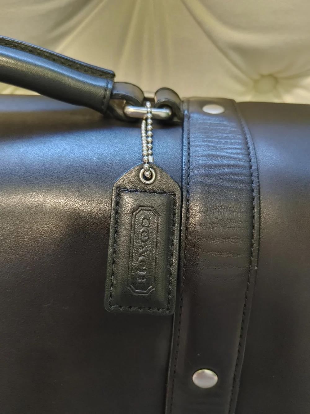 Vintage Coach Black Leather Messenger Bag